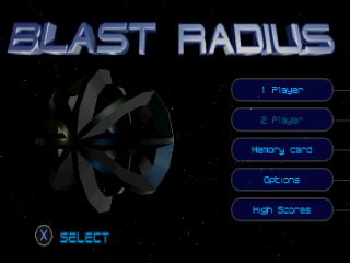 Blast Radius title screen for Playstation